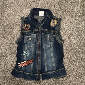 Harley-Davidson Denim Vest with Patches - Blue